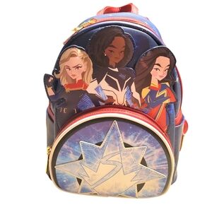 Loungefly, NWT, The Marvel's Group Mini Backpack, Adjustable Straps, 2 Zipper Co
